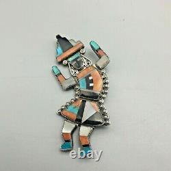 A Stunning, Larger Size, Zuni Inlay Rainbow Man Pin or Brooch