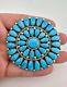 Alice Quam Zuni Sterling Silver Turquoise Cluster Pin Brooch Pendant 2 5/8 #1