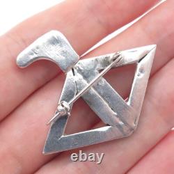 ALVIN NAVAJO Old Pawn 925 Sterling Silver Vintage Bird Tribal Pin Brooch