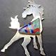 Alvin Yellowhorse Vintage Navajo Sterling Silver Channel Inlay Horse Pin/brooch