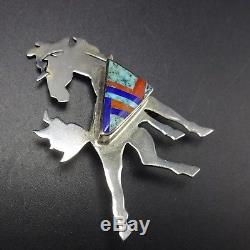 ALVIN YELLOWHORSE Vintage NAVAJO Sterling Silver CHANNEL INLAY Horse PIN/BROOCH