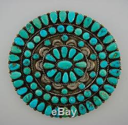 AMAZING Native American Zuni Silver Pendant Pin Brooch with Turquoise