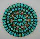 Amazing Native American Zuni Silver Pendant Pin Brooch With Turquoise