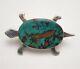 Amazing Turquoise Stone Navajo Silver Turtle Pin, 2.25 Inch Vintage Brooch
