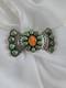 Andy Cadman Native American Green Turquoise Coral Sterling Bow Pin Brooch