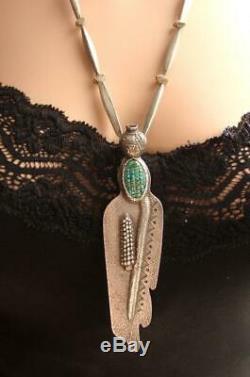 ANTHONY LOVATO'92 Tufa Cast CORN MAIDEN Pendant/Pin TURQUOISE STERLING Signed