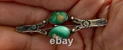 AUTHENTIC FRED HARVEY ERA Navajo Sterling Silver And TURQUOISE Pin Brooch