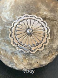 AUTHENTIC NATIVE AMERICAN NAVAJO ALL STERLING SILVER STAMPED DESIGN PIN 1207 Gif