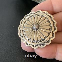 AUTHENTIC NATIVE AMERICAN NAVAJO ALL STERLING SILVER STAMPED DESIGN PIN 1207 Gif