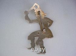 AUTHENTIC OLD Billie Ray Hawee HOPI STERLING SILVER KOSHARE CLOWN KACHINA PIN