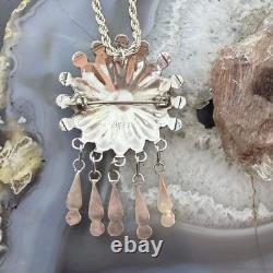 Abel Soseeah Native American Sterling Silver Zuni Inlay Sunface Pendant/Brooch