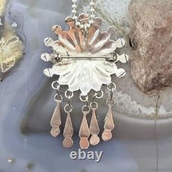 Abel Soseeah Zuni Native American Sterling Silver Inlay Sunface Pendant/Brooch