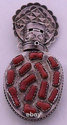 Acoma kachina sterling Turquoise, Coral reversible huge pendant & pin Tony Chino
