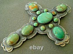 Al & Jeanette Navajo Brown Manassa Turquoise Cluster Sterling Silver Pendant Pin