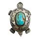 Albert Cleveland Navajo Sterling Silver & Turquoise Turtle Southwest Pin Brooch