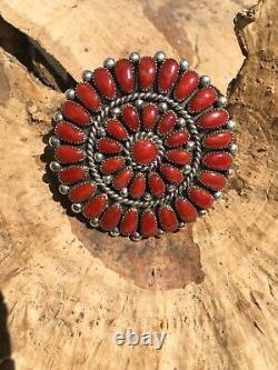 Alice Quam Coral Cluster Pin/pendant Gorgeous Coral Cabochons Vtg Zuni