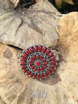 Alice Quam Coral Cluster Pin/pendant Gorgeous Coral Cabochons Vtg Zuni