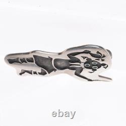 Allen Pooyouma Hopi Overlay Mud Man Kachina pendant pin/brooch sterling silver