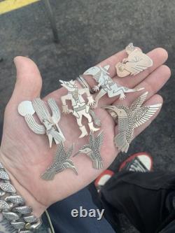 Allison Snowhawk Lee Bandit Lizard Cowboy Brooch Pin 925 Native American Made
