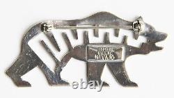 Allison Snowhawk Lee Navajo Cut Out Design Bear Brooch Sterling Silver Pin 7.2g