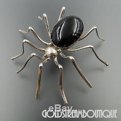 Amazing Evelyn Spencer Navajo 925 Silver Black Onyx Black Widow Spider Huge Pin