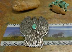 Amazing Huge Navajo Thunderbird Sterling Royston Turquoise Feathers Brooch Pin