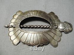 Amazing Vintage Navajo Sterling Silver Hand Tooled Barrette Hair Clip In