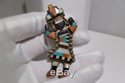 Amazing Zuni Lambert Homer Inlay Rainbow Man Pin Pendant Multi Stone Inlay