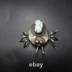 Amiable TURQUOISE and Sterling Silver BUG INSECT PIN/BROOCH by YAZZIE Navajo