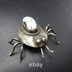 Amiable TURQUOISE and Sterling Silver BUG INSECT PIN/BROOCH by YAZZIE Navajo