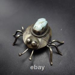 Amiable TURQUOISE and Sterling Silver BUG INSECT PIN/BROOCH by YAZZIE Navajo