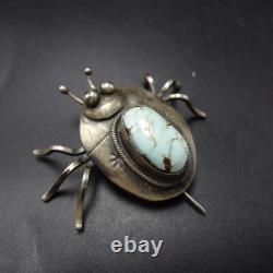 Amiable TURQUOISE and Sterling Silver BUG INSECT PIN/BROOCH by YAZZIE Navajo