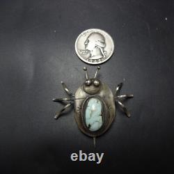 Amiable TURQUOISE and Sterling Silver BUG INSECT PIN/BROOCH by YAZZIE Navajo