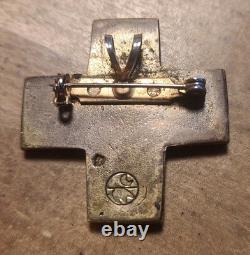 Andrew Shows Turza Wells 1.5 Southwestern Bear Inlay Bronze Pin Pendant