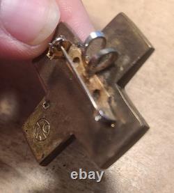 Andrew Shows Turza Wells 1.5 Southwestern Bear Inlay Bronze Pin Pendant