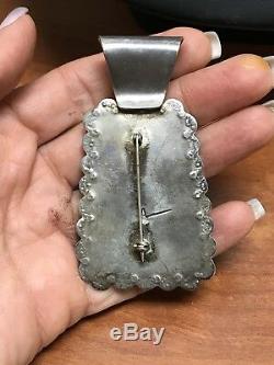 Anthony Lovato Santo Domingo Sterling Silver Turquoise Moonstone Pin Pendant