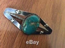Antique 925 Sterling silver Sun Wheel Motif Native American Turquoise Brooch SZL