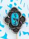Antique Bisbee Turquoise Nugget Native American Sterling Silver Flower Stick Pin