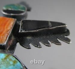 Antique Fred Harvey Era Native American Zuni Sterling Silver Inlay Kachina Pin