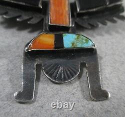 Antique Fred Harvey Era Native American Zuni Sterling Silver Inlay Kachina Pin