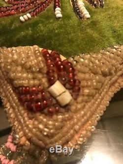 Antique Mohawk Iroquois Native American Beaded Whimsy Pin Cushion Nice Size