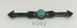 Antique Native American Navajo Double Arrow Turquoise Pin Sterling Buy It Now