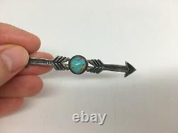 Antique Native American Navajo Double Arrow Turquoise Pin Sterling Buy It Now