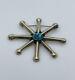 Antique Navajo Native American Sterling Silver Blue Turquoise Sand Cast Pin