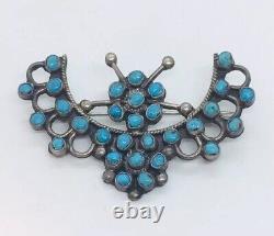 Antique Navajo Native American Sterling Silver Blue Turquoise Wing Kachina Pin