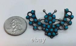 Antique Navajo Native American Sterling Silver Blue Turquoise Wing Kachina Pin