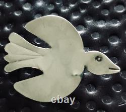 Antique Navajo Native American Sterling Silver C Clasp Eagle Pin