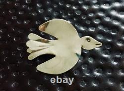Antique Navajo Native American Sterling Silver C Clasp Eagle Pin