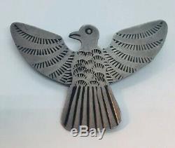 Antique Navajo Native American Sterling Silver Hand Made Thunderbird Pin