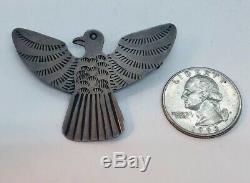 Antique Navajo Native American Sterling Silver Hand Made Thunderbird Pin